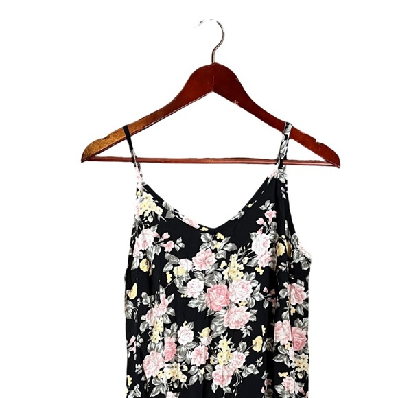 Wallflower Floral Slip Mini Dress | Adjustable Strap V-Neck Ruffle Hem Rayon NWT - Picture 4 of 14